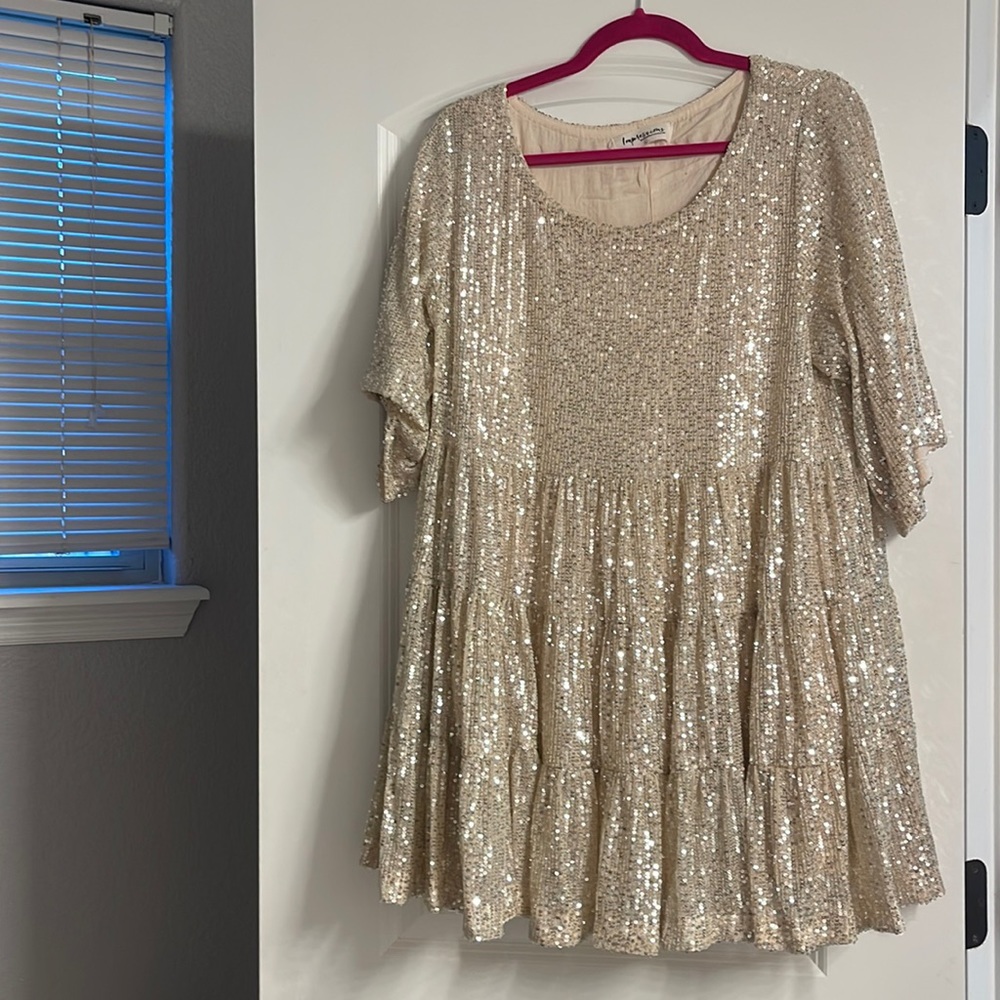 Impressions Gold Sequin Mini Dress